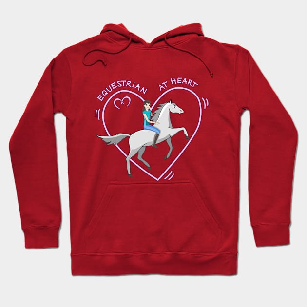 Cute Equestrian at Heart Girl and Horse Love Anime Hoodie by French Salsa